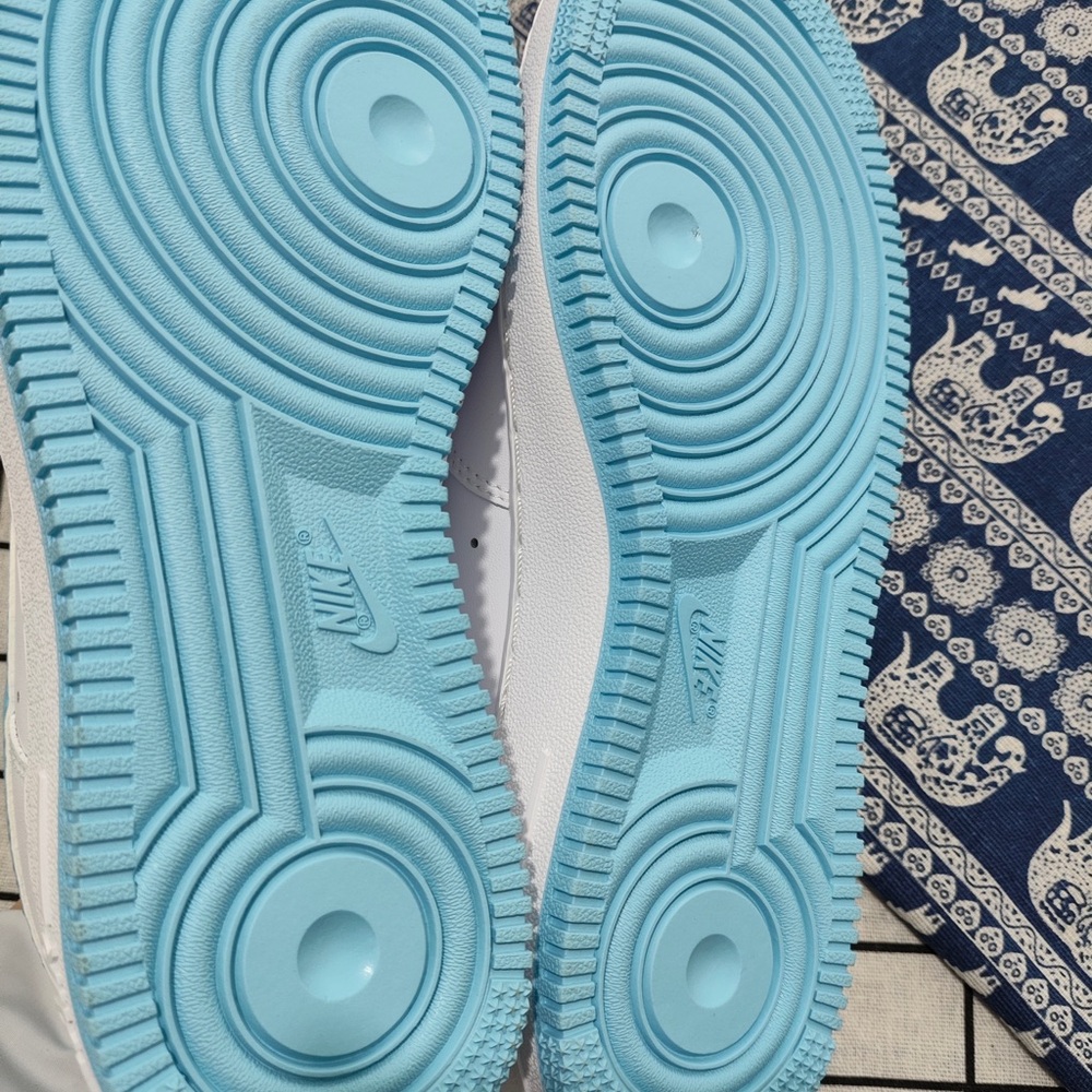 Nike White Sneakers with Light Blue Swoosh - Picture 6 of 6